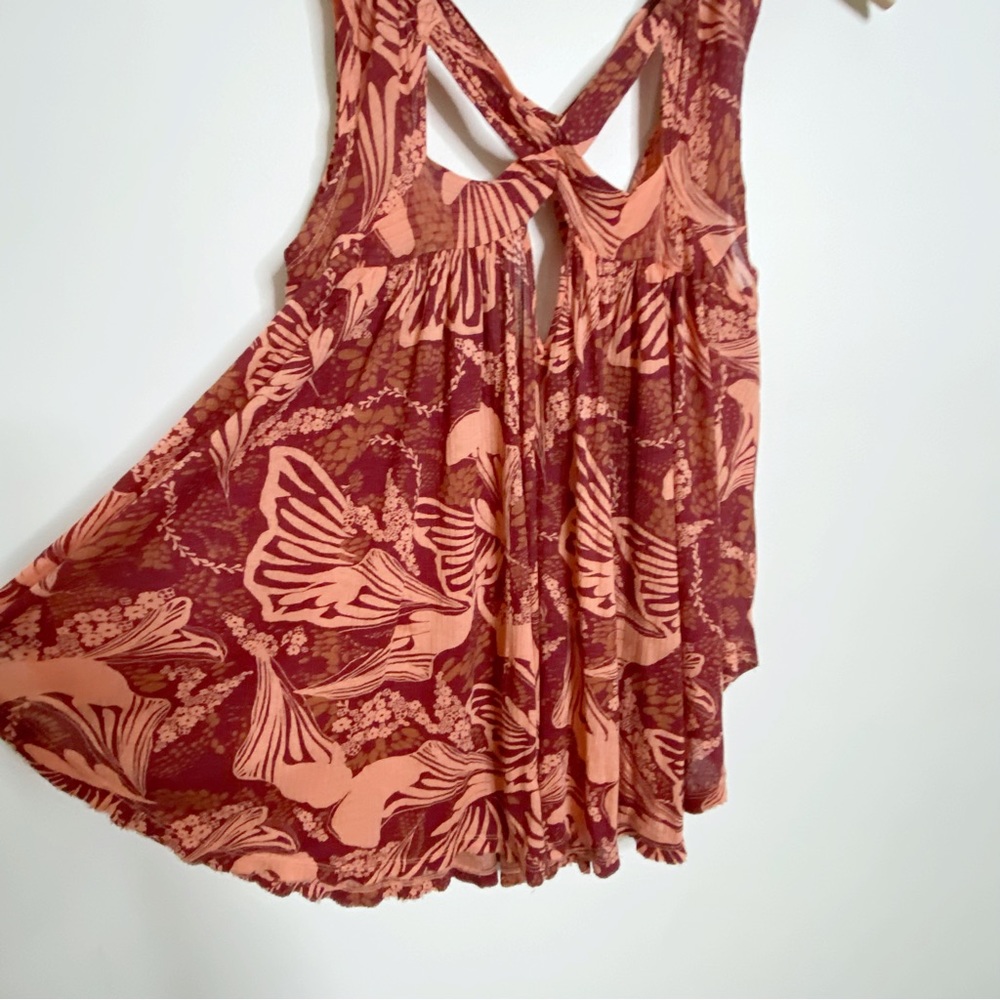 Free People Floral Crisscross Sleeveless Tank Top Flowy - Size Small - Picture 8 of 11